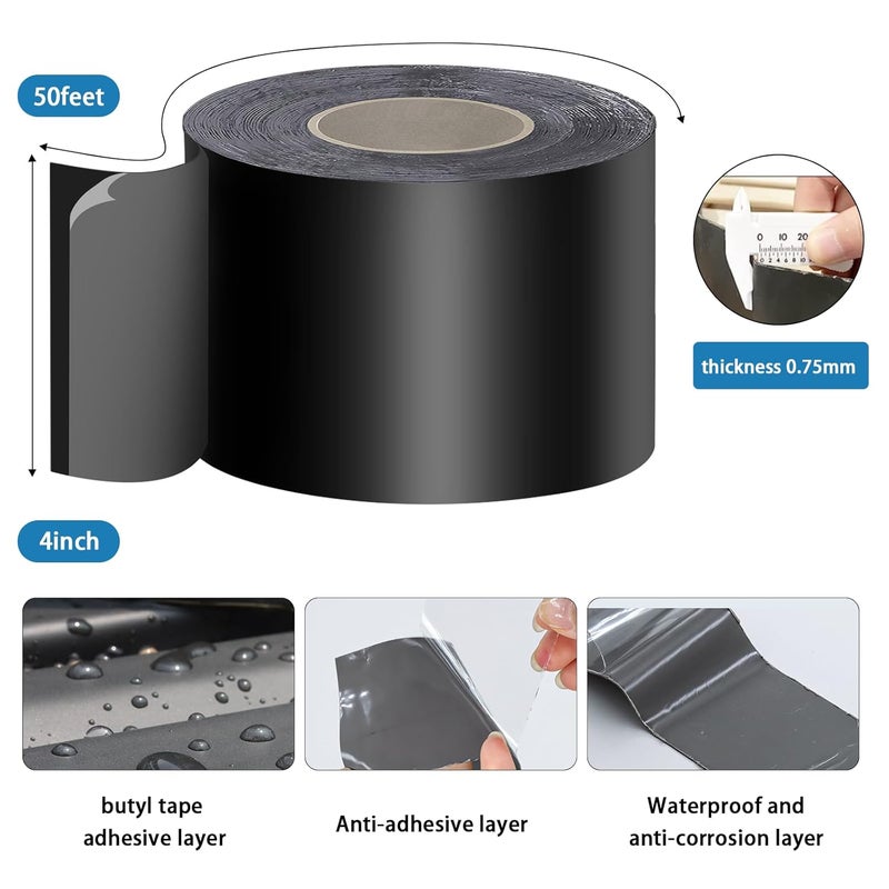 Heelos Joist Tape for Decking 4"×50,2 Pack Weather-Resistant Deck Joist Tape Waterproof Flashing Tape, Self-Adhesive Joists Tape Decking for Wood Decks Joist Beams Roof - Image 2